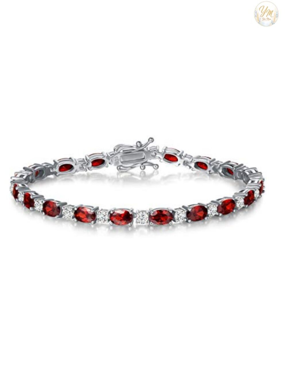 Sterling Silver Birthstone Tennis Bracelet Oval CZ Fine Jewelry Gift for Women